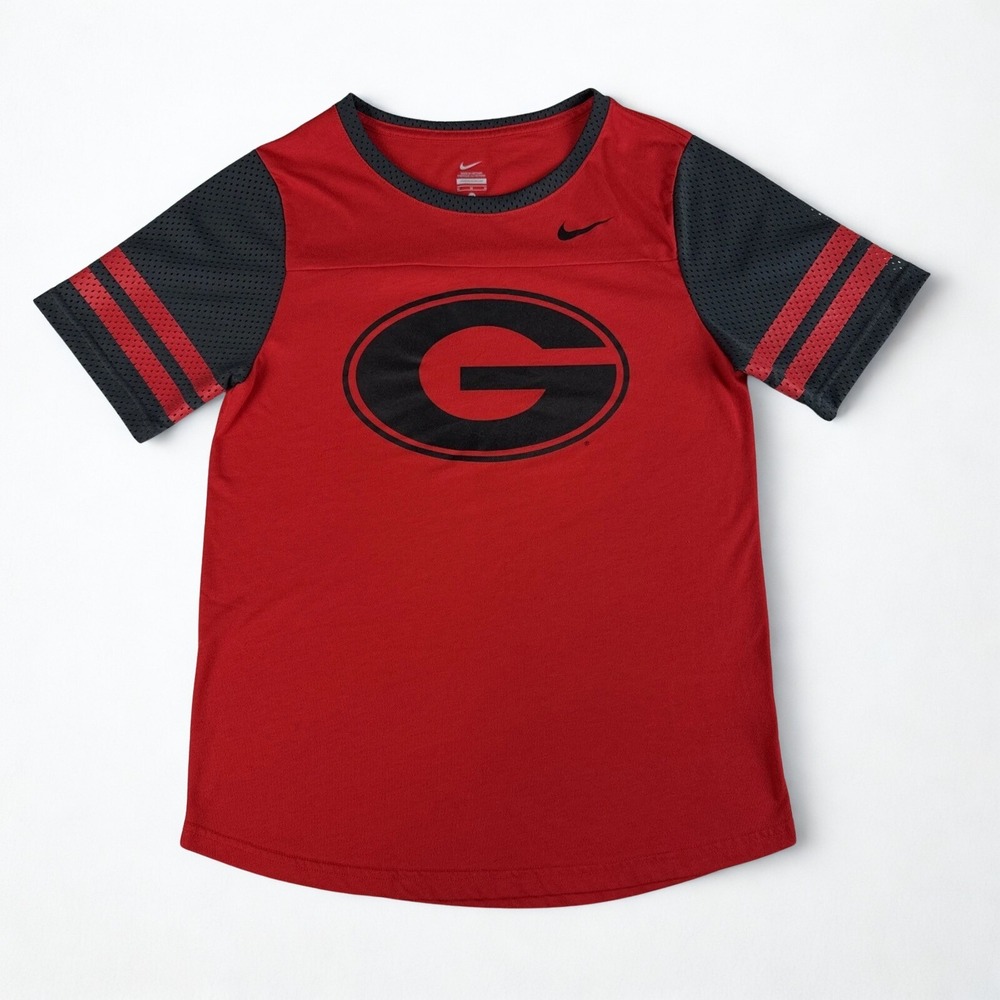 Nike Georgia Bulldogs Tee Womens M Red Black Mesh Short Sleeve Sports Fan Casual